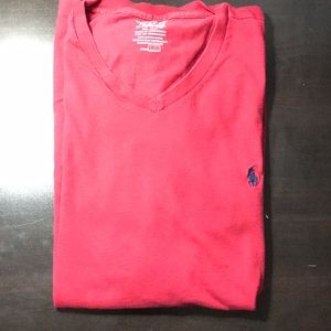Red V Neck Poll Tee